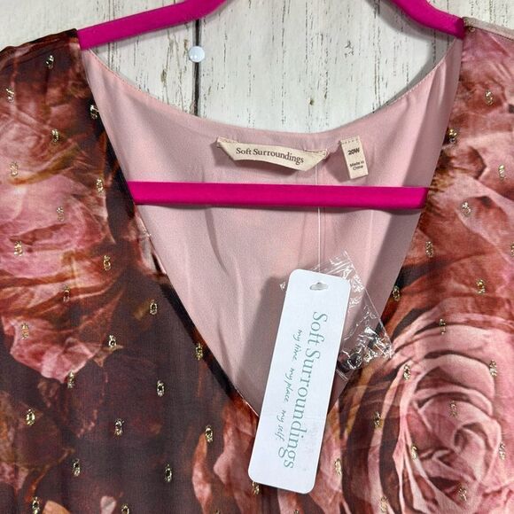 Soft Surroundings Silk Floral Maxi Dress 20W Romantic Cottagecore Feminine Boho - Picture 2 of 16